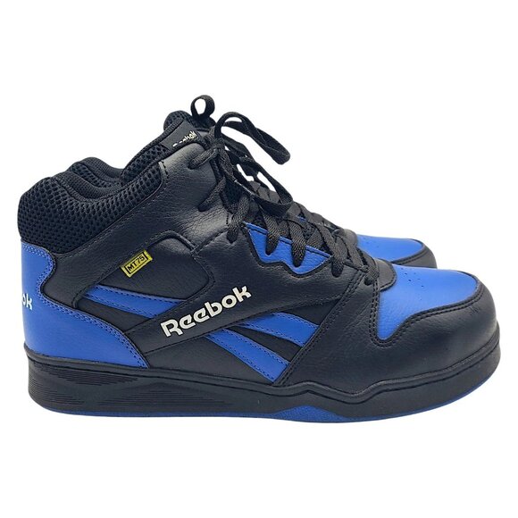 Reebok BB4500 Work Men's High Top Boots RB4166 Size 10.5 Black & Blue CushGuard - Picture 1 of 12